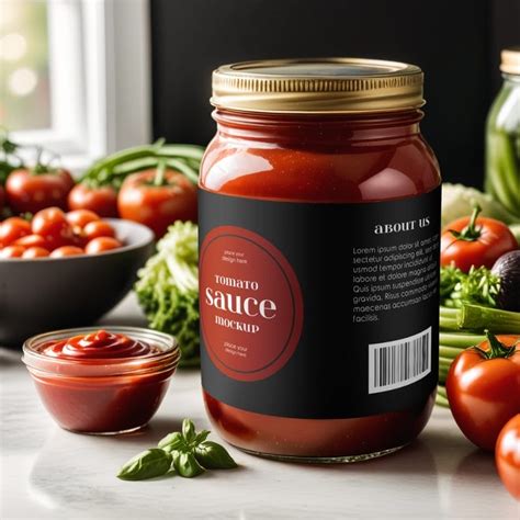 Download Free Glass Jar with Sauce Mockup PSD Object Mockups