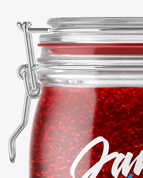 Download Free Glass Raspberry Jam Jar With Clamp Lid Mockup PSD Generator