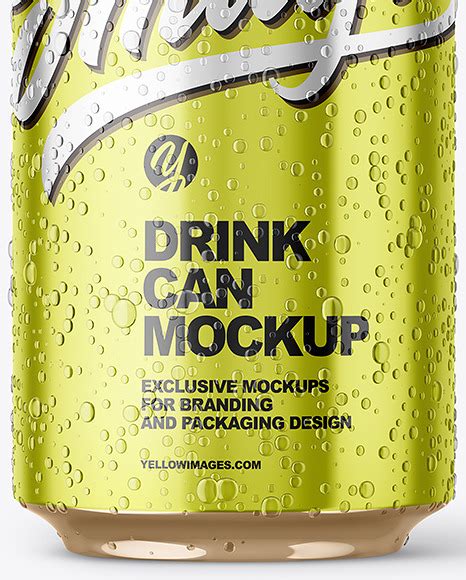 Download Free Glossy Metallic Aluminium Can with Drops Mockup PSD Placeit PSD Files