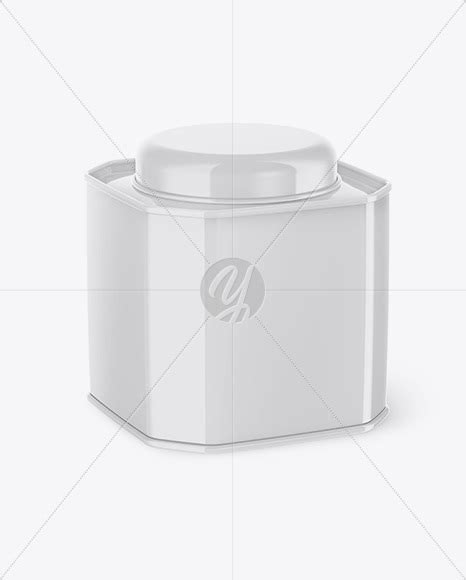 Download Free Glossy Octagonal Tin Box Mockup - Half Side View PSD Generator