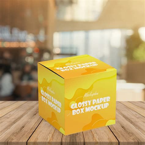 Download Free Glossy Paper Box Mockup - Front View PSD Generator