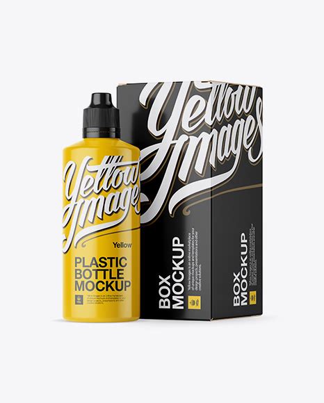 Download Free Glossy Plastic Bottle with Box Mockup PSD PSD Yellowimages PSD Files