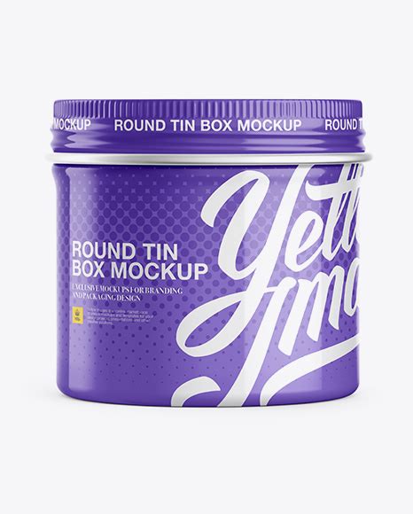 Download Free Glossy Round Tin Box Mockup - Front View PSD Generator