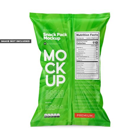 Download Free Glossy Snack Pack Mockup - Back View PSD Generator Free PSD Mockups