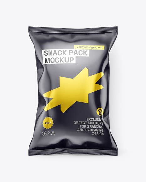 Download Free Glossy Snack Pack Mockup - Back View PSD Generator PSD Files