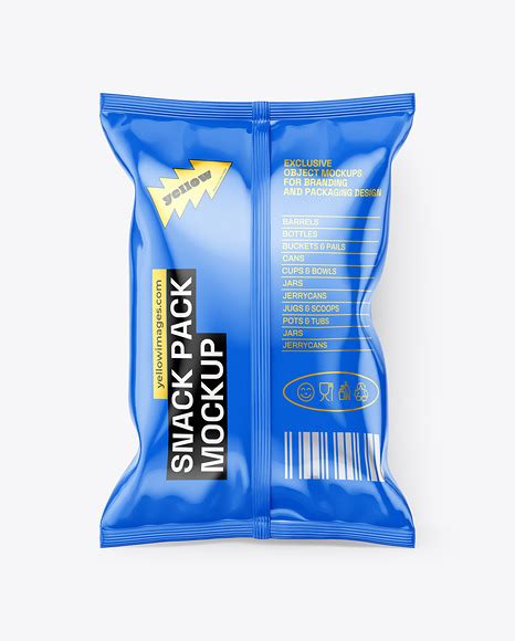 Download Free Glossy Snack Pack Mockup - Back View PSD Placeit PSD Files
