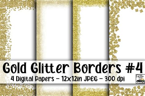 Download Free Gold Glitter Borders Digital Paper DXF Files