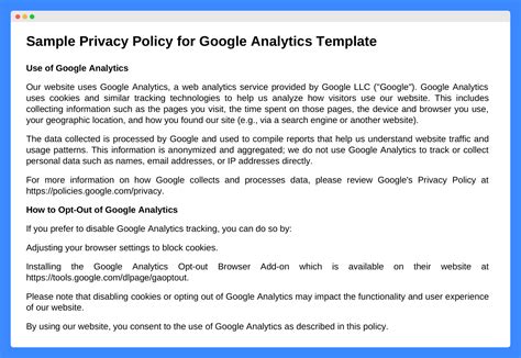 Free Google Analytics Privacy Policy Template