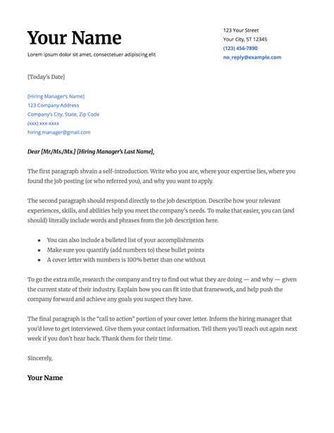 Free Google Docs Cover Letter Template
