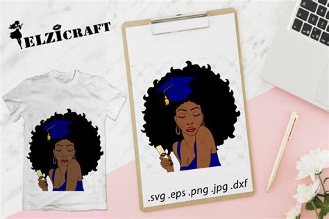 Download Free Graduated Afro Woman 2019 SVG Cut File For Crafts