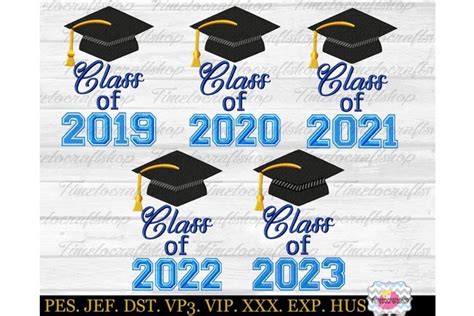 Download Free Graduation Class of 2019 to 2023 Embroidery Bundle Files For Crafts
