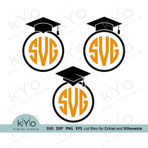 Download Free Graduation SVG DXF PNG EPS files Mortarboard Monogram Frame DXF Files