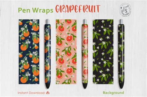 Download Free Grapefruit Orange Pen Wraps PNG File Set DXF Files