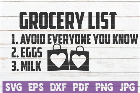 Download Free Grocery List SVG Cut File Printable