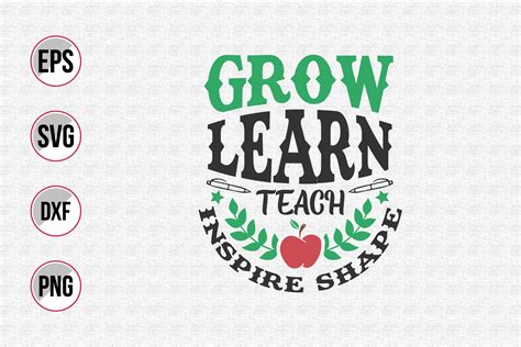Download Free Grow learn teach inspire shape svg. Files DXF Files