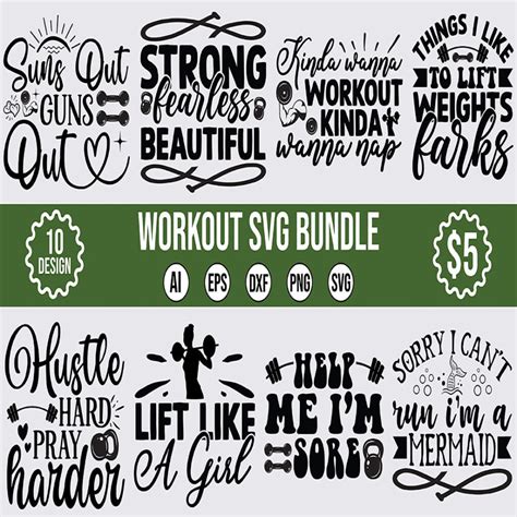 Download Free Gym Quotes SVG Bundle, Workout SVG Bundle Files DXF Files