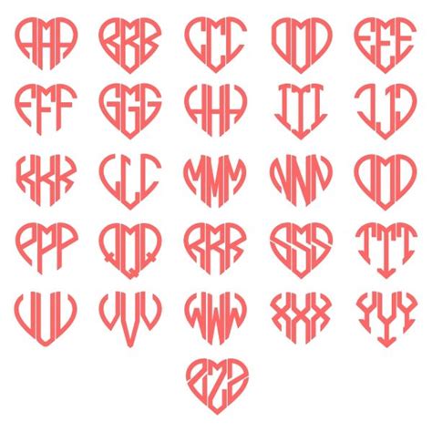 Download Free HEART MONOGRAM, Three letter monogram, heart monogram font Images
