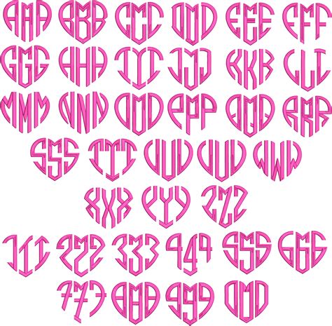 Download Free HEART MONOGRAM, Three letter monogram, heart monogram font Printable