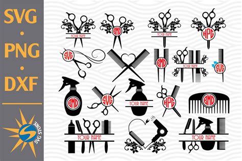 Download Free Hairdresser Monogram SVG, PNG, DXF Digital Files Include DXF Files