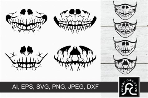 Download Free Halloween Masks SVG 4 Commercial Use DXF Files