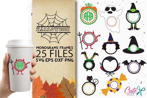 Download Free Halloween Monogram Frames Crafts