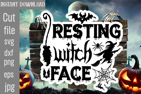 Download Free Halloween SVG * Resting Witch Face Cut File Files DXF Files