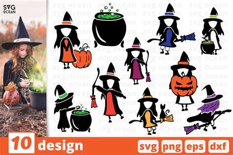 Download Free Halloween cute witches SVG bundle DXF Files