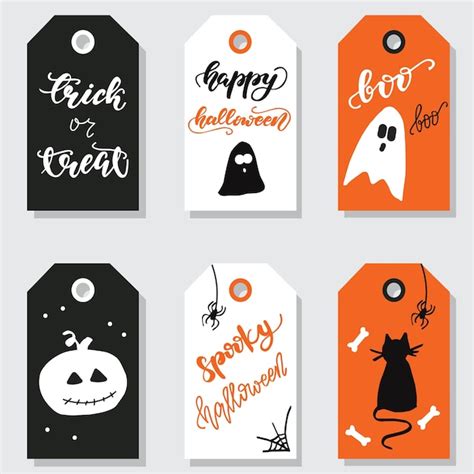 Download Free Halloween gift tags vector set Files For Crafts
