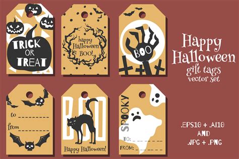 Download Free Halloween gift tags vector set For Crafts