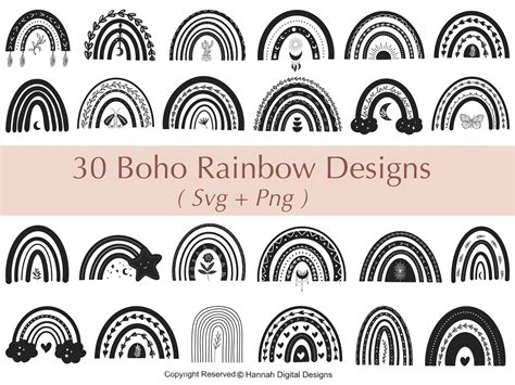 Download Free Hand Drawn Boho Rainbow SVG Bundle - 30 Designs Files DXF Files