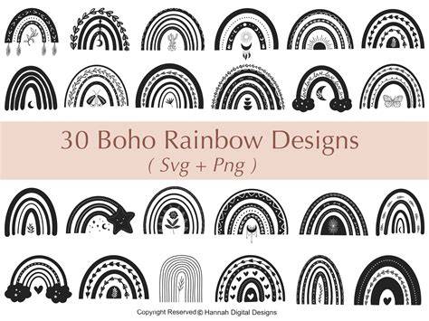 Download Free Hand Drawn Boho Rainbow SVG Bundle - 30 Designs Files For Crafts