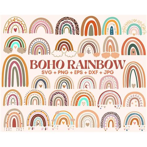 Download Free Hand Drawn Boho Rainbow SVG Bundle - 30 Designs Printable