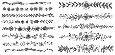Download Free Hand Drawn Doodle Floral Borders DXF Files