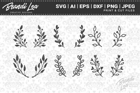 Download Free Hand Drawn Laurels SVG Cut Files DXF Files