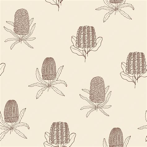 Download Free Hand drawn Australian Banksia Digital Seamless Pattern Set Files Free PSD Mockups