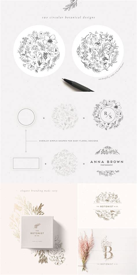 Download Free Hand-Drawn Botanical Monograms Commercial Use