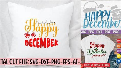 Download Free Happy December SVG Cut File Commercial Use For Crafts