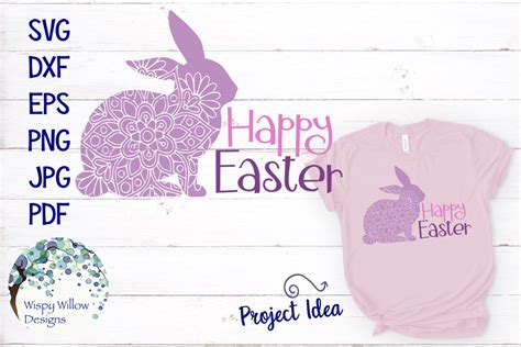Download Free Happy Easter Mandala Rabbit SVG Printable