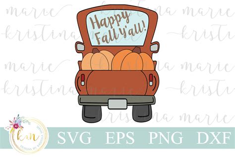 Download Free Happy Fall Y'all Truck SVG File Files DXF Files