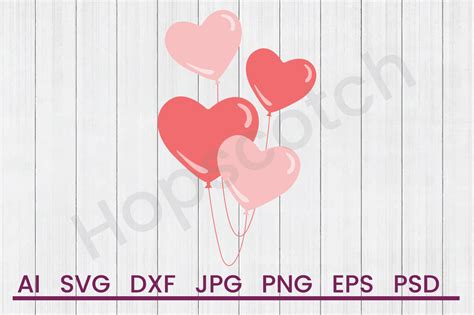 Download Free Heart Balloons - SVG File, DXF File Files Free PSD Mockups