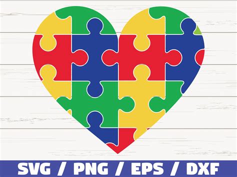 Download Free Heart Puzzle Autism Colorful Commercial Use For Crafts