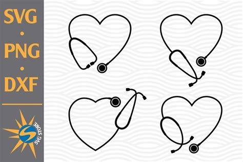 Download Free Heart Stethoscope SVG, PNG, DXF Digital Files Include DXF Files