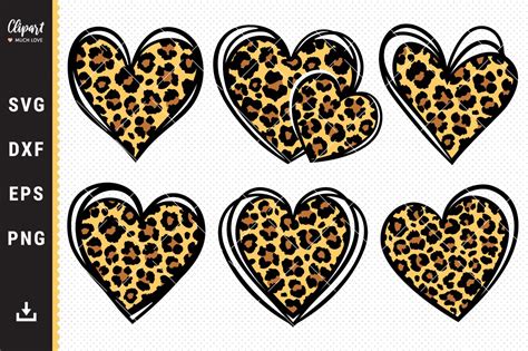 Download Free Heart Sublimation PNG Heart Shape Design Leopard Clipart 2 Files DXF Files