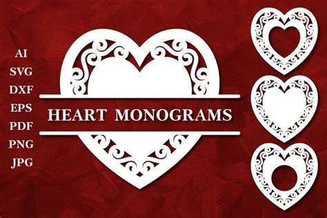Download Free Hearts Monogram, Valentines day | Chevron Files DXF Files