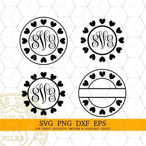 Download Free Hearts Monogram Frames SVG Files DXF Files