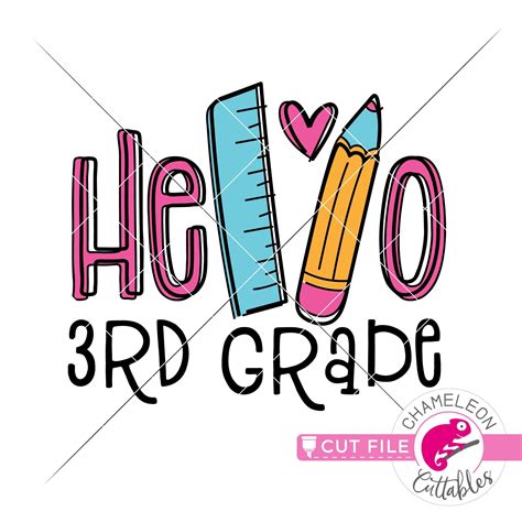 Download Free Hello 3rd Grade SVG DXF EPS PNG Digital Download DXF Files
