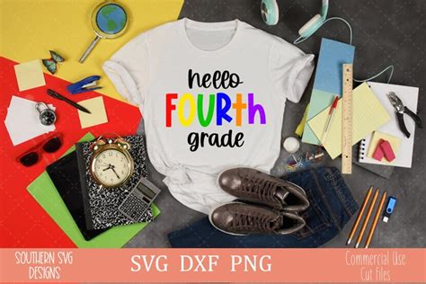 Download Free Hello Fourth Grade SVG Cut File Commercial Use DXF Files