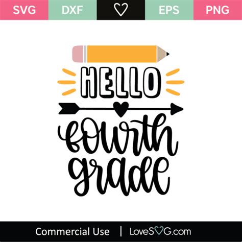 Download Free Hello Fourth Grade SVG Cut File Cut Files