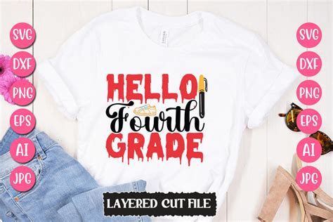 Download Free Hello Fourth Grade SVG Cut File Files Free PSD Mockups