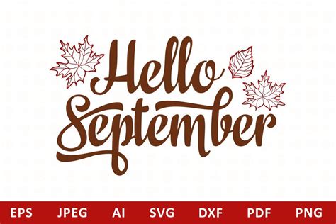 Download Free Hello September Lettering Phrase Text Graphic Files